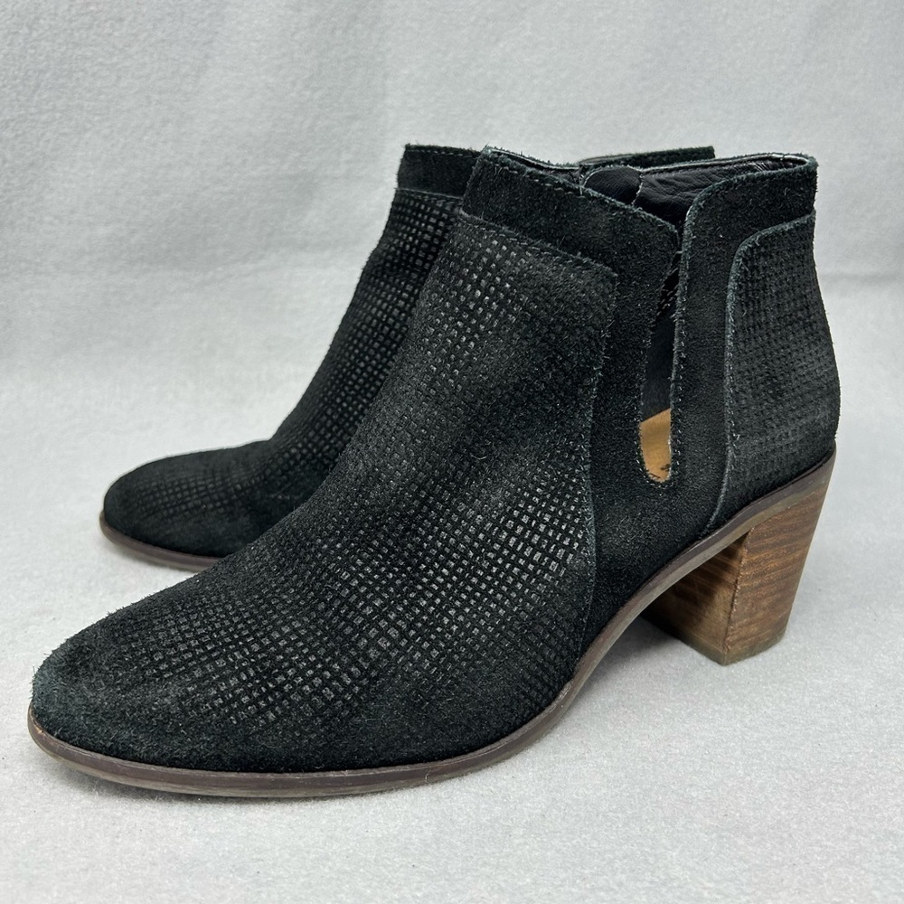 LUCKY BRAND Ponic Women's Black Suede Cut Out Heel Boots, Size 8M